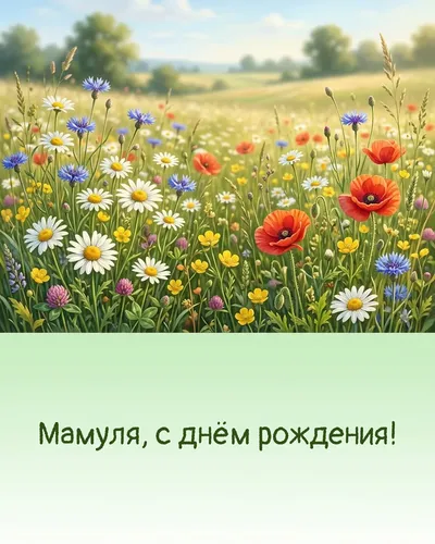поздравительная открытка — Мамуля, с днём рождения!